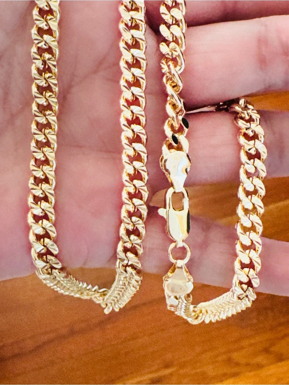 14K Gold Plated statement accent 24” length Cuban link chain necklace.